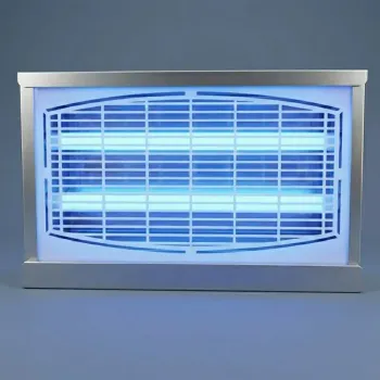 Trampa de luz UV Flash Killer 20W de acero inoxidable encendida